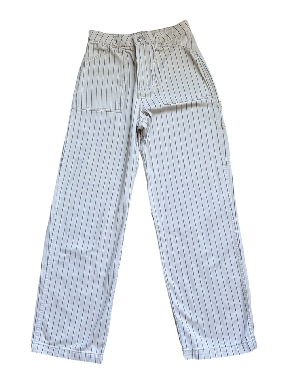 Divided Y2K Women’s Beige and Black Striped Carpenter Jeans size 4
